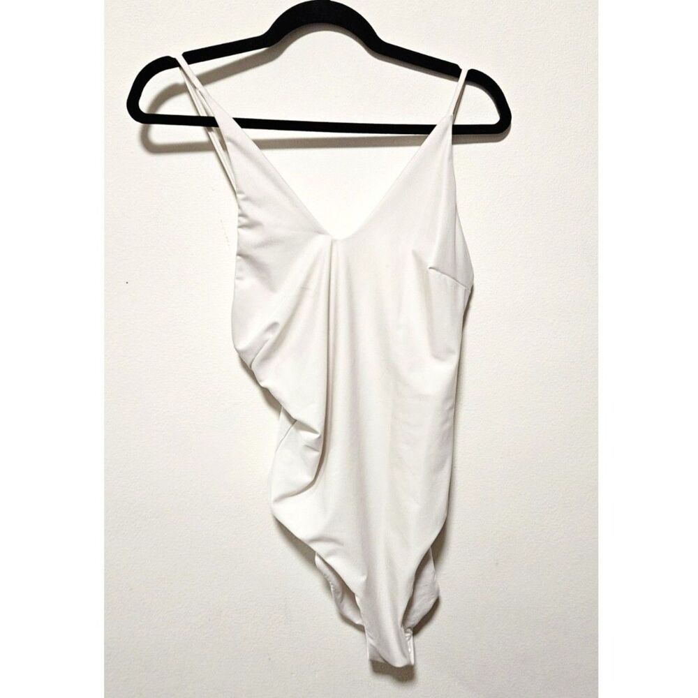 Zara Deep V Plunge Bodysuit White M